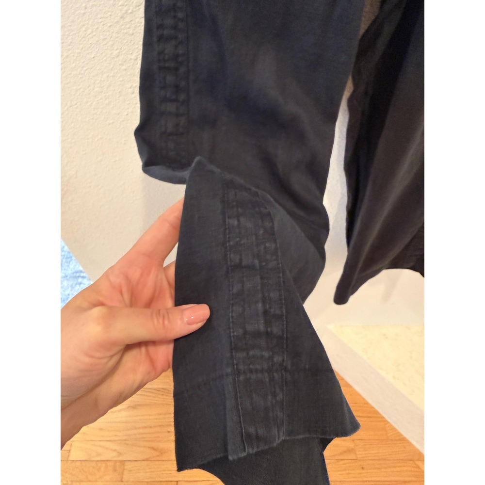 Quince Pants Womens Small Black Linen Cropped Wide Leg Drawstring Pull On - Picture 8 of 16